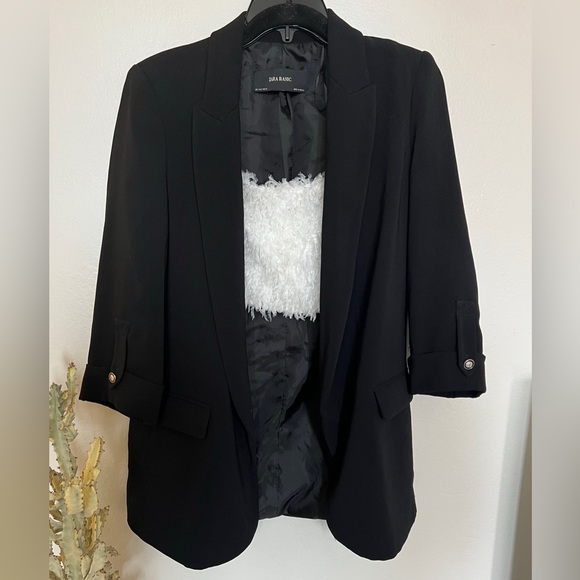 Zara Jackets & Blazers - Oversized Black Blazer With Gold Button Detail